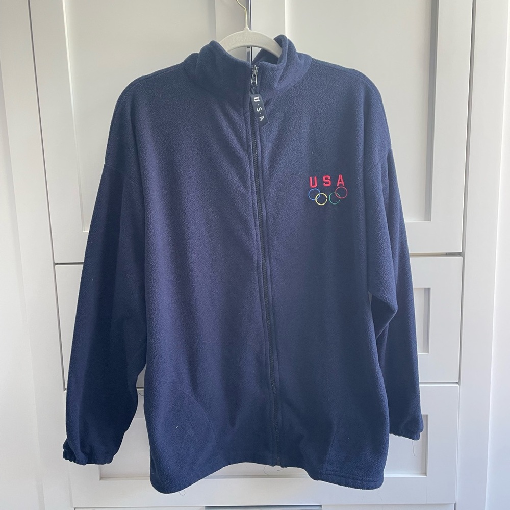 Navy USA Olympic Fleece Jacket